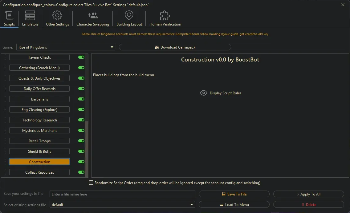 Rise of Kingdoms Bot - Construction