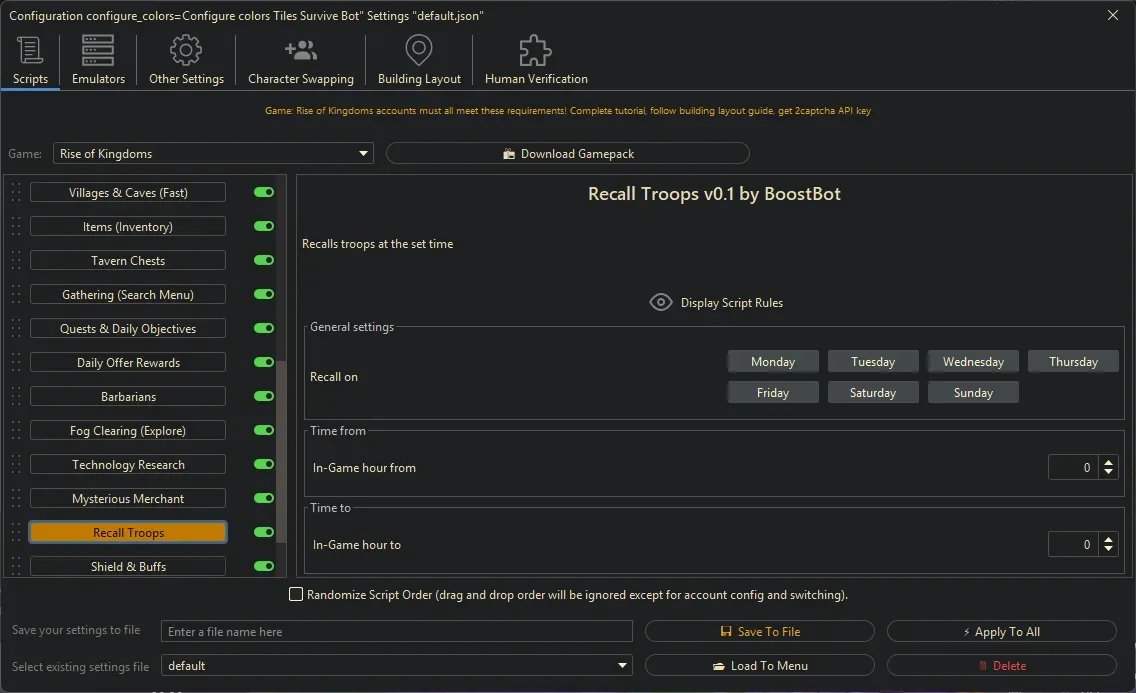 Rise of Kingdoms Bot - Recall Troops