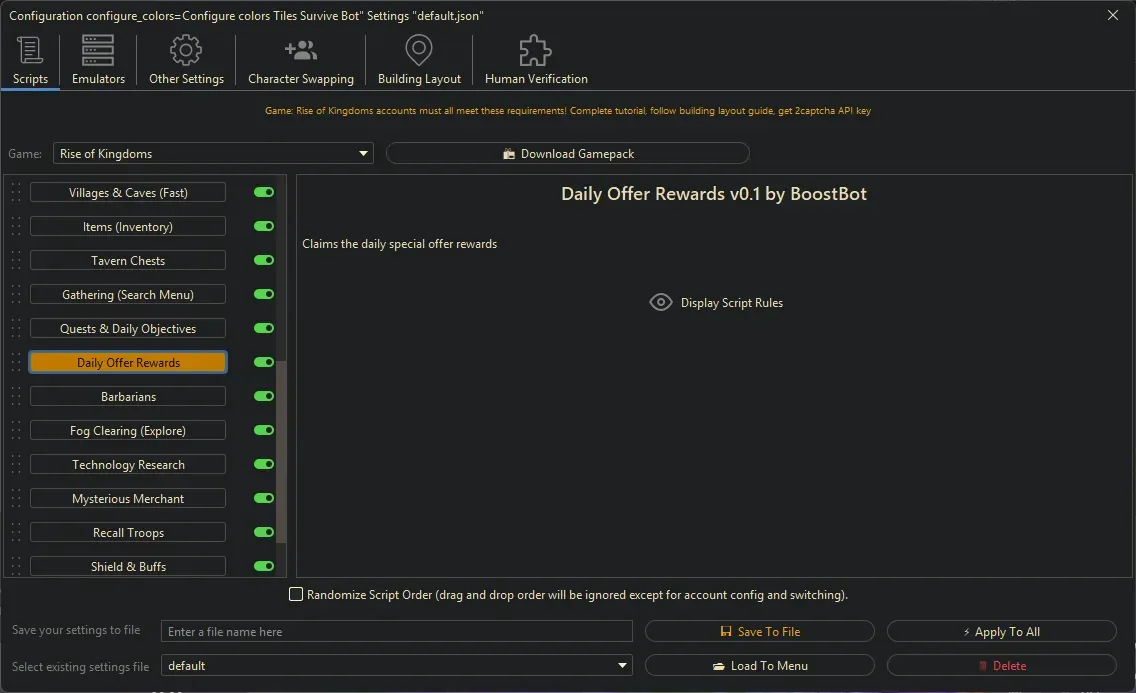Rise of Kingdoms Bot - Daily Offer Rewards