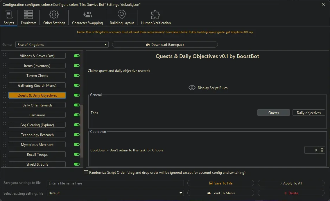 Rise of Kingdoms Bot - Quests & Daily Objectives