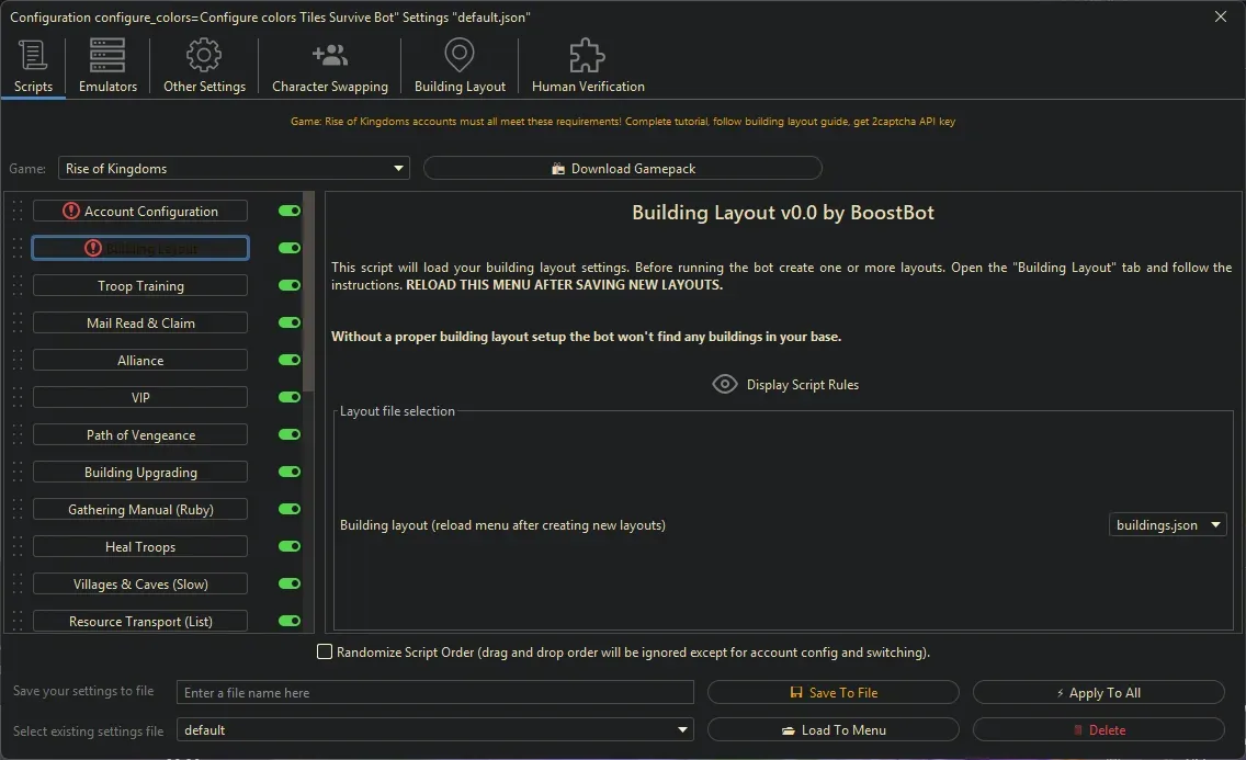 Rise of Kingdoms Bot - Building Layout