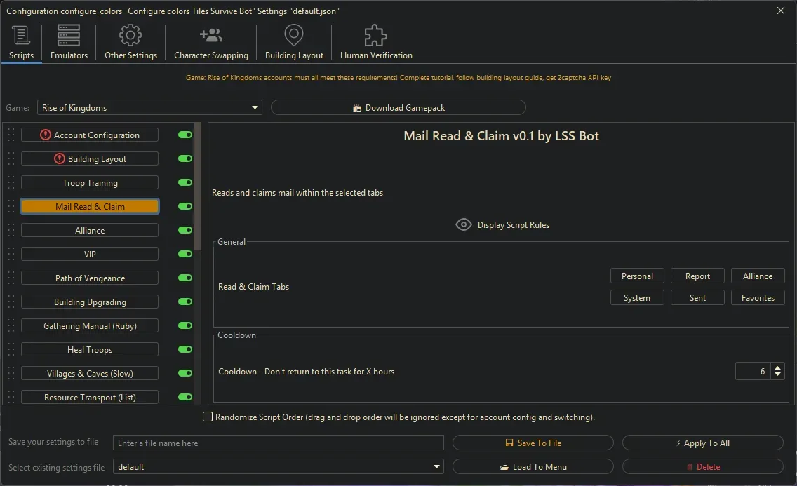 Rise of Kingdoms Bot - Mail Read & Claim
