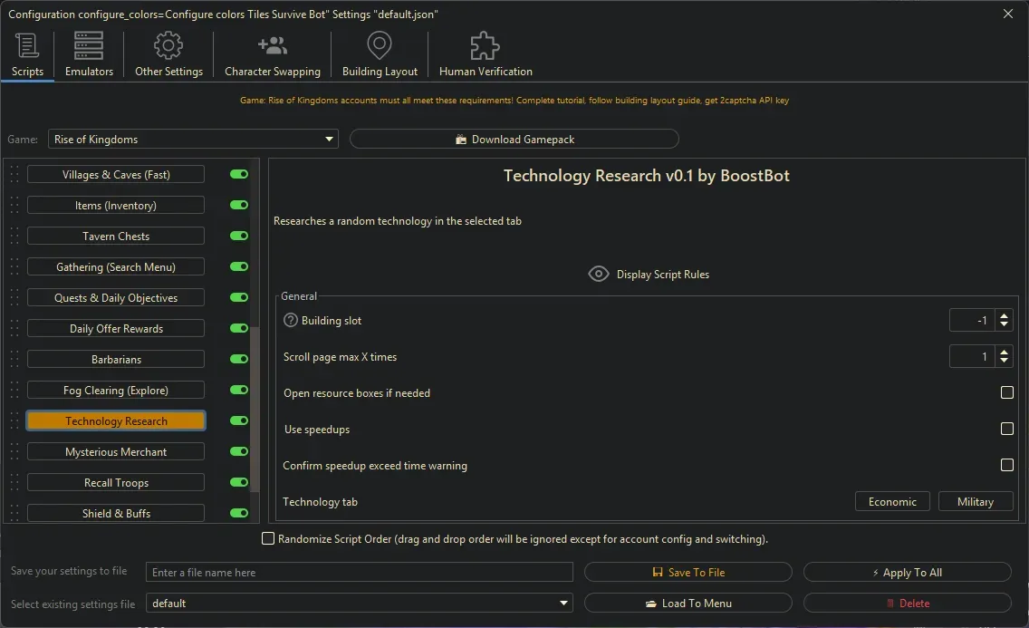 Rise of Kingdoms Bot - Technology Research