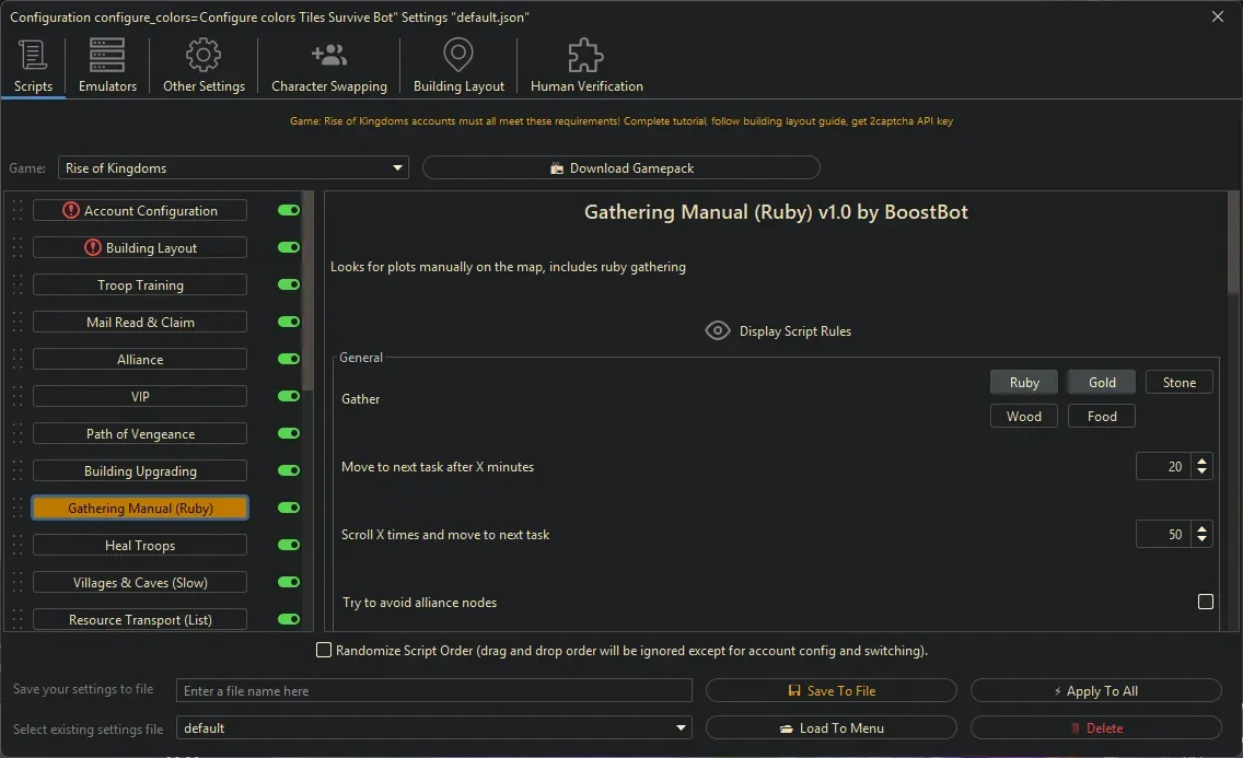 Rise of Kingdoms Bot - Gathering Manual (Ruby)