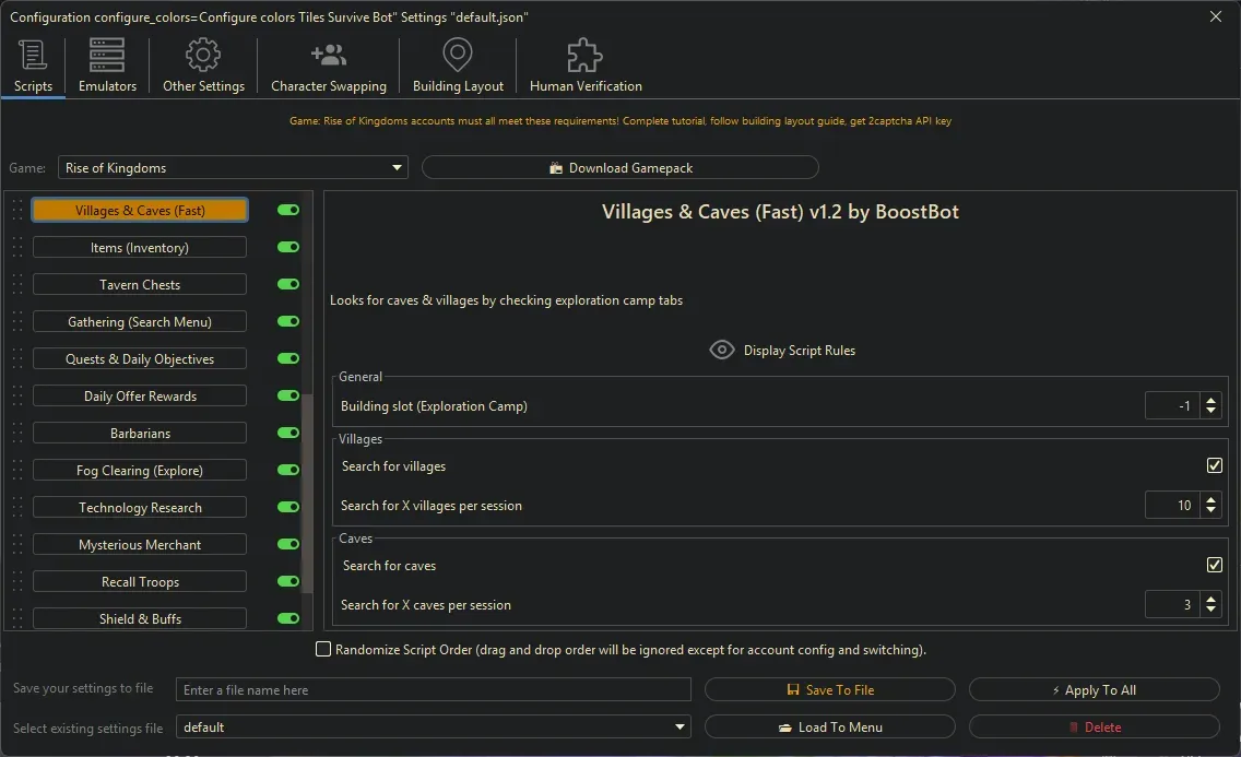 Rise of Kingdoms Bot - Villages & Caves (Fast)